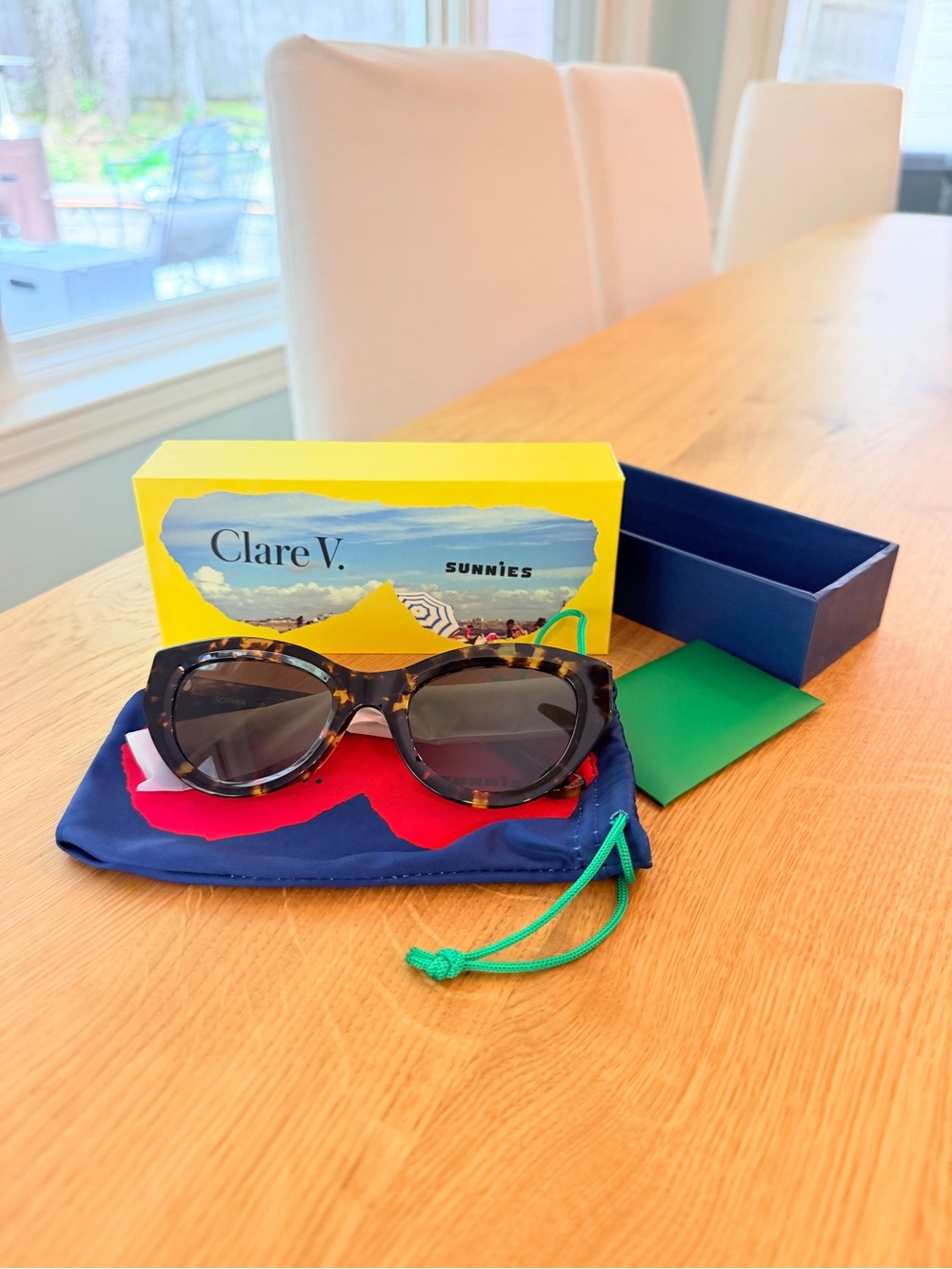 Clare V Sophia sunglasses - Zebra Tortoise NWT $180 - Picture 7 of 13